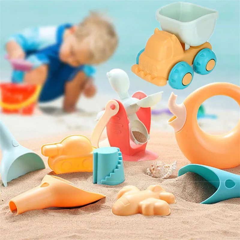 

Summer Beach Game Toys 5-17Pcs Play Water Soft Silicone Sandbox Kit Sand Molds Bucket Outdoor Sports Cart Toy for Baby Children