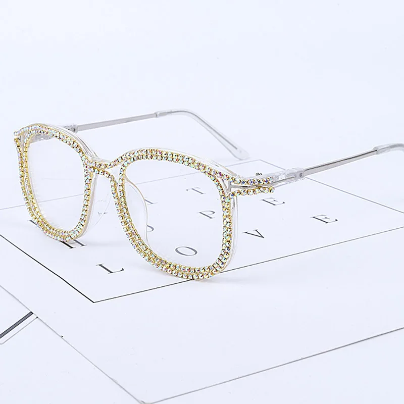 Роскошная оправа Стразы для очков Женская Классическая квадратная