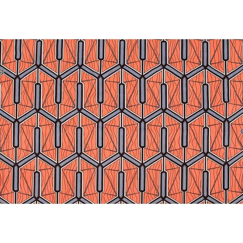 Оранжевая африканская восковая ткань из полиэстера 6 ярдов высококачественный