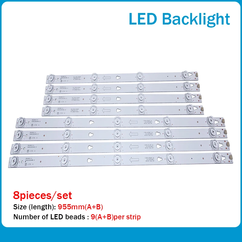 New 5set=40pcs LED Backlight strip for L55P2-UDN TOT-55D2900 JL.D55051330-004ES-M JL.D55041330-004ES-M B55A658U 55U6700C 55D2900