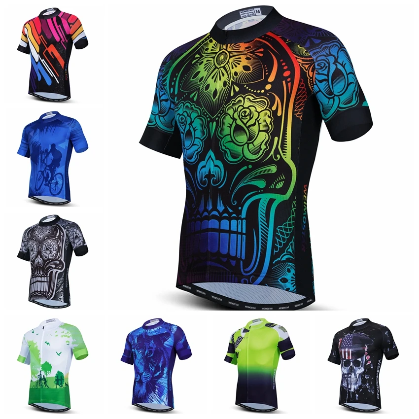 

2021 Men Pro Team Cycling Jersey Short Sleeve Bicycle Clothes Summer MTB Road Bike Shirt Top Skull Maillot Ropa Ciclismo Hombre