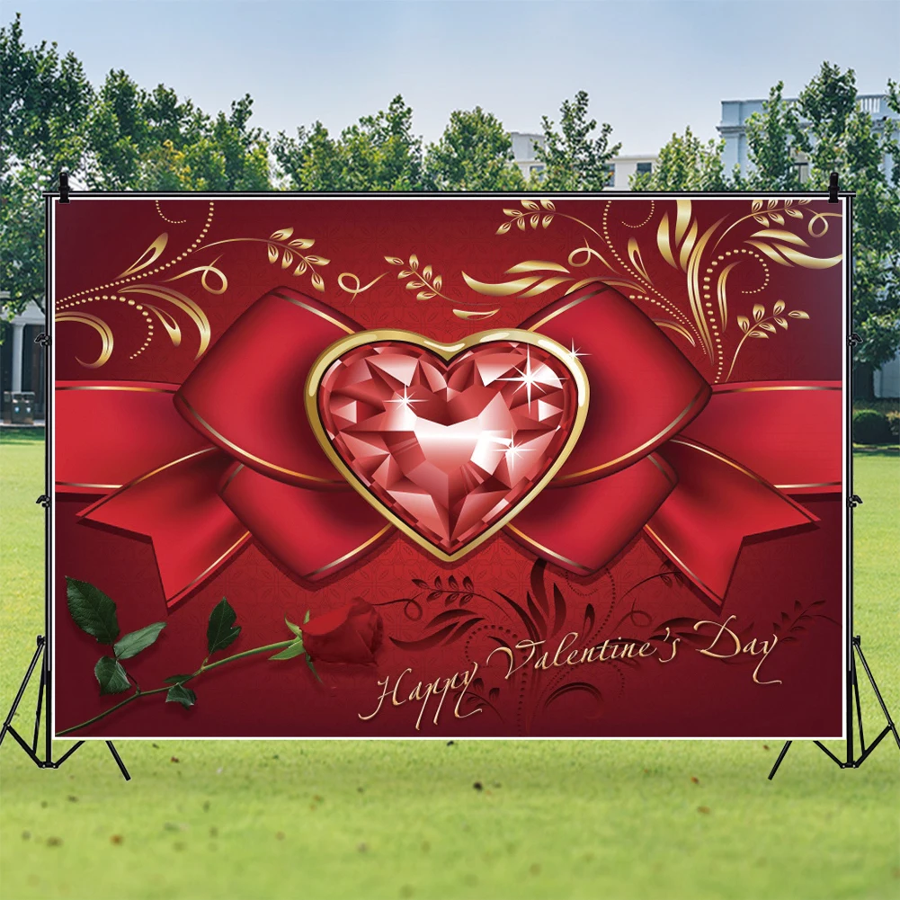 

Valentine's Day Background Wedding Photocall Red Love Heart Rose Flower Birthday Photography Backdrop Vinyl Custom Photophone