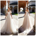 Женское пляжное свадебное платье, простой соблазнительный светильник левый корсет цвета шампанского с открытыми плечами и кружевной аппликацией, платье невесты на спине, 2021