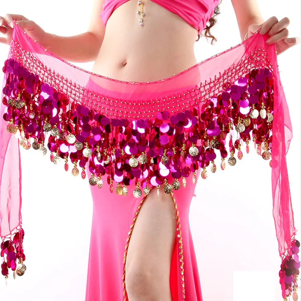 Thailand/India/Arab Dancer Skirt Women Sexy Belly Dance Hip Scarf Wrap Belt Dancer Skirt Female Show Costume Sequins Tassels