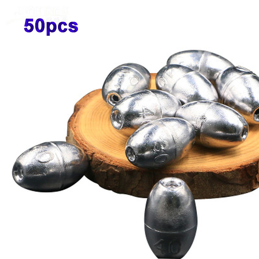

50PCS Quick Sinking Oval Shaped Weight Split Shot Sinking Bait Angling Gear Lead Sinker Fishing Beads Fishing Accessories