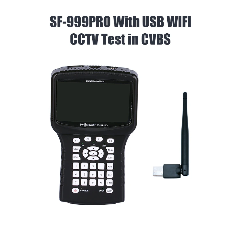 Twinkler SF-999PRO HD цифровой спутниковый искатель поддержка DVBS2/DVBT2/DVBC/камера HD выход DSP технология PAL NTSC метр - Цвет: CCTV in CVBS