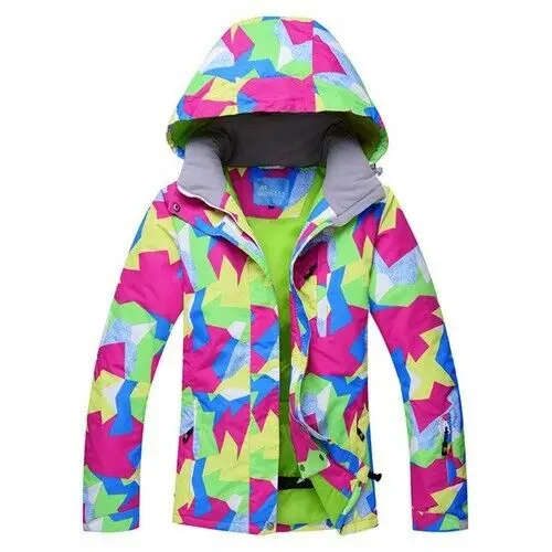 Fashion Print Ski Suit Women Thick Warm Waterproof Windproof Snowboarding Jacket Pants Set