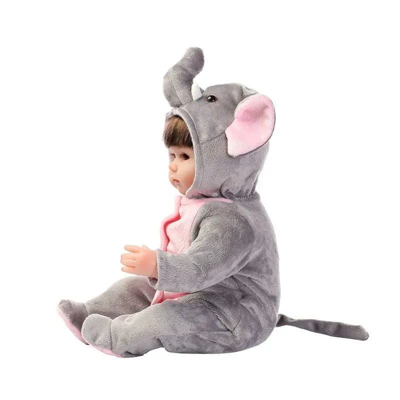 

H9EF 16 inch Girls Kids Children Toys Playmate Lifelike Simulated Gifts Elephant Cute Long Nose Vinyl Soft Sit Full