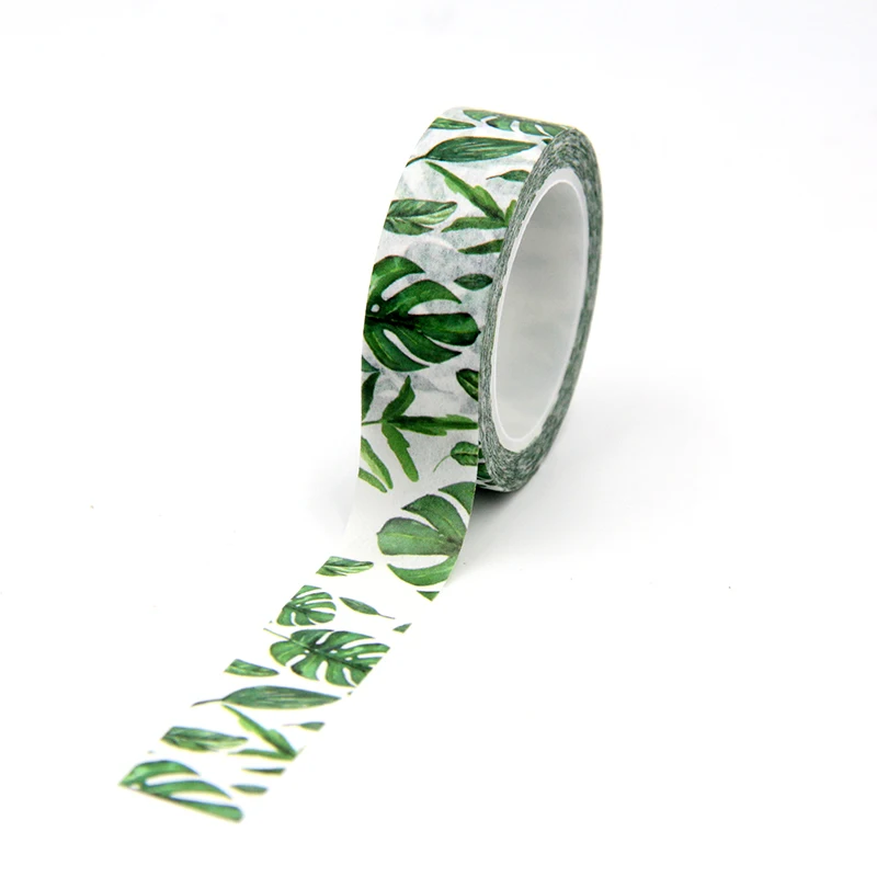 

New 1PC 15MM*10M Green Tree Leaves Washi Tape Wide Sticky Adhesive Tape Album DIY Decorative masking tape scrapbooking tapes