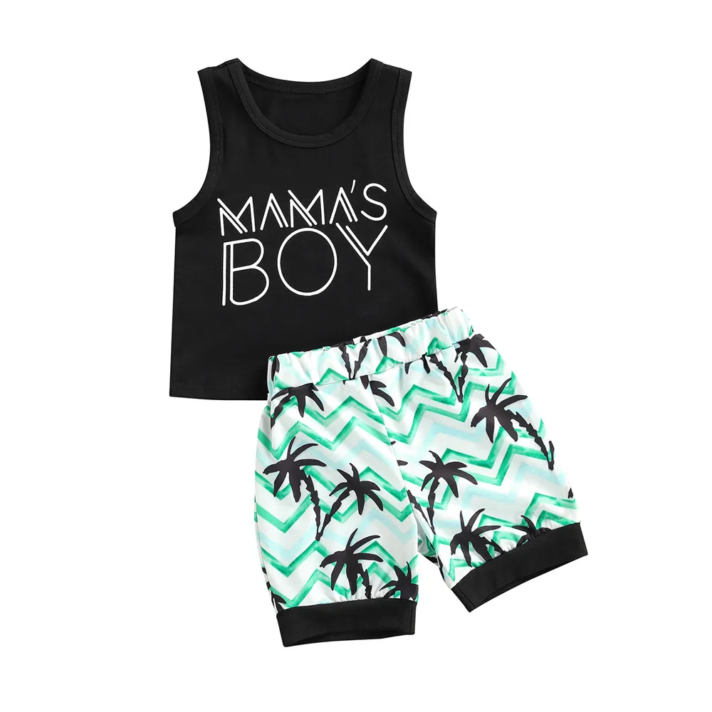 

Baby Boy Fashion 2 PCS Clothing Set Letter Printed Vest Tank Top Shorts 6M-4T Toddler Kids Children Summer Casual Cotton Outfits