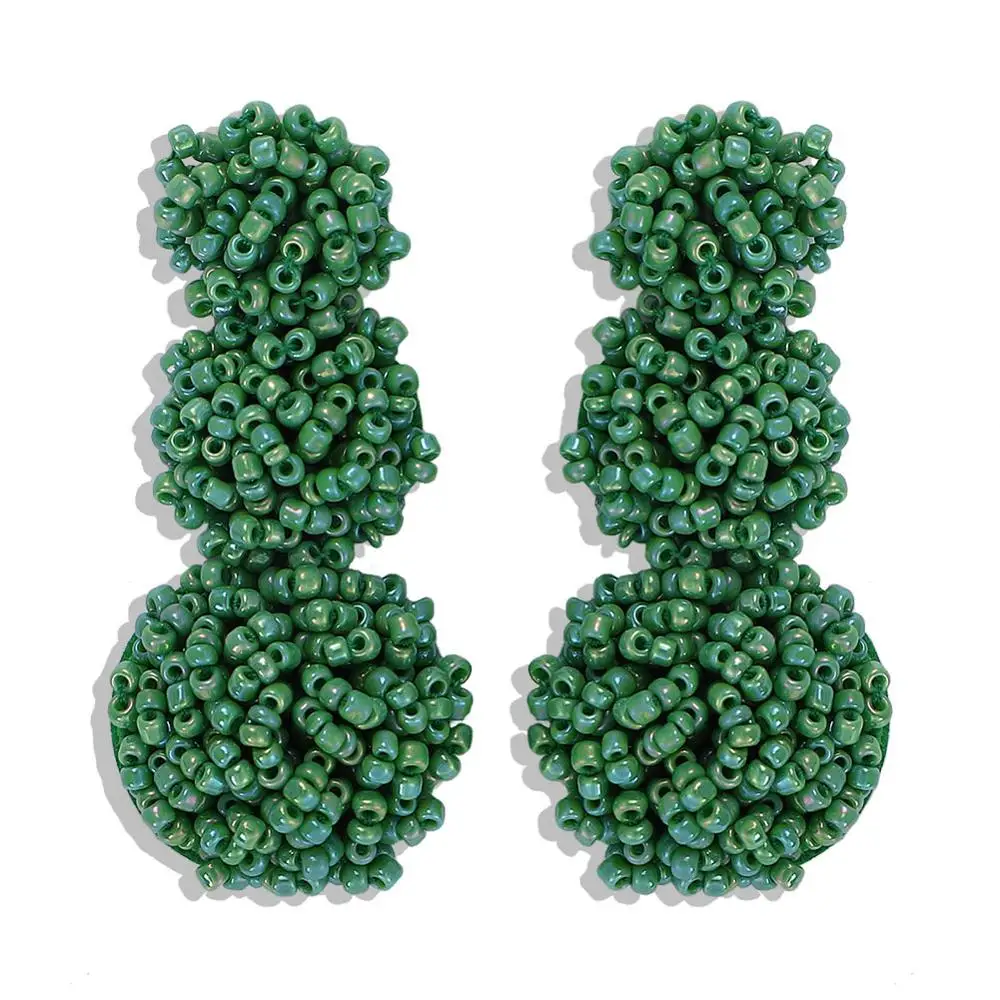 green 9 Girlgo Горячие Za Зеленые Бусины Висячие серьги для женщин модные ювелирные изделия этнический бисер эффектные пальчиковые Серьги Висячие Brincos Ювелирные Изделия - Окраска металла: green 9