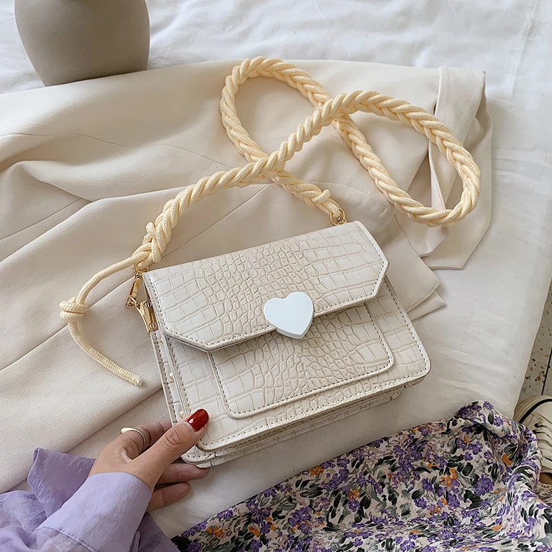 

Ins Luxury Summer New Female Shoulder Bag Casual Female Bag Solid Color Ladie Bag Stone Grain Crossbody Bag Small Square Bag #55