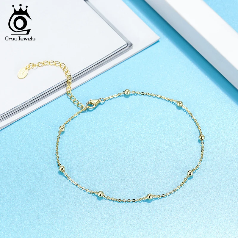 Цепочка на лодыжку ORSA JEWELS из чистого серебра 925 пробы с позолотой 14 карат