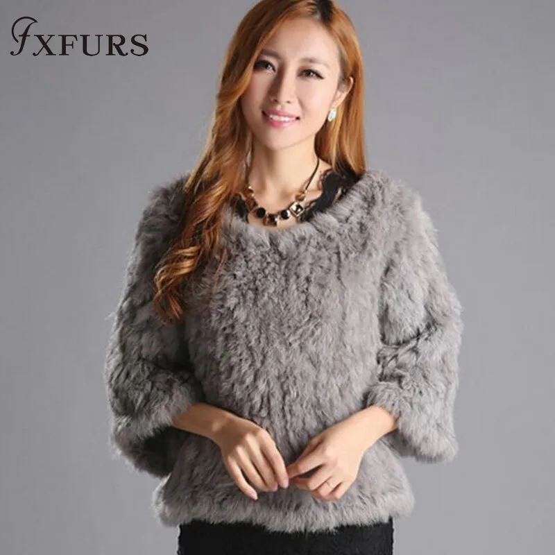 Новинка 2020 роскошное вязаное пальто из кроличьего меха FXFURS Женская куртка