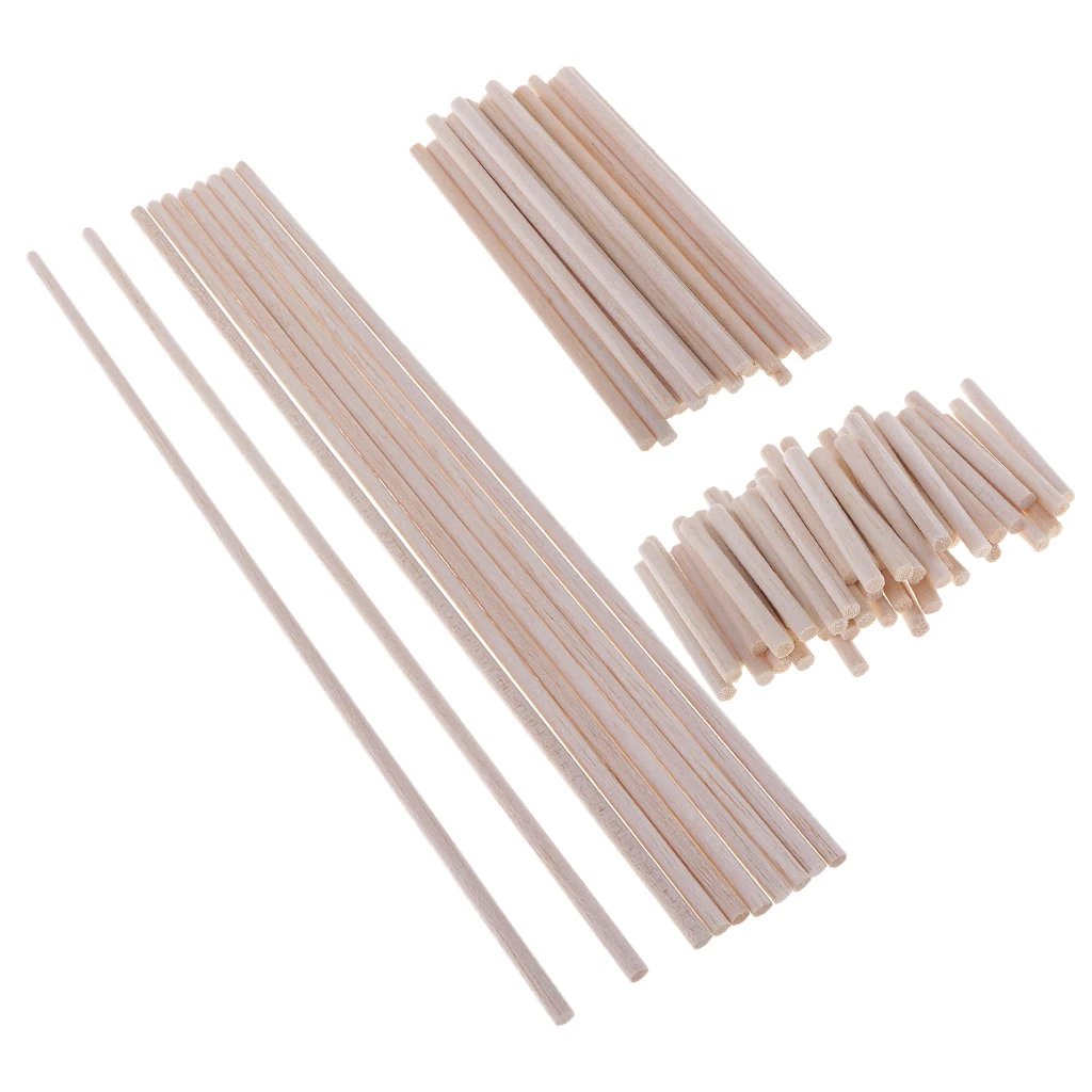 10/20/50pc Balsa Wood Unfinished Craft Round Sticks Dowel Rod Model Building | DIY Crafts