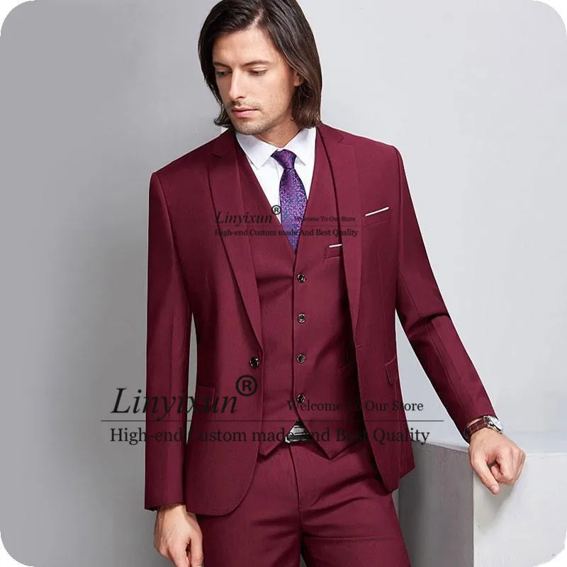 

Blue Groom Tuxedo Men Suits 2019 Wedding Suit Man Blazer Black Shawl Lapel 3Piece Jacket Pant Vest One Button Costume Homme