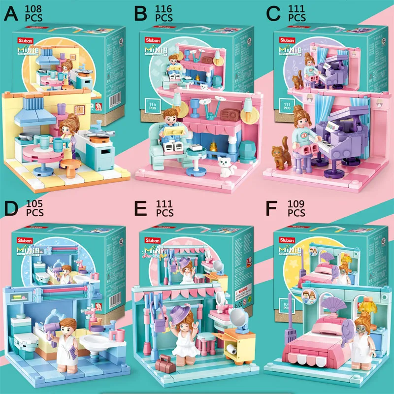 City Girl Bathroom Living Room Piano Building Blocks Bricks Romantic Kit DIY Assembly Toys For Girls | Игрушки и хобби