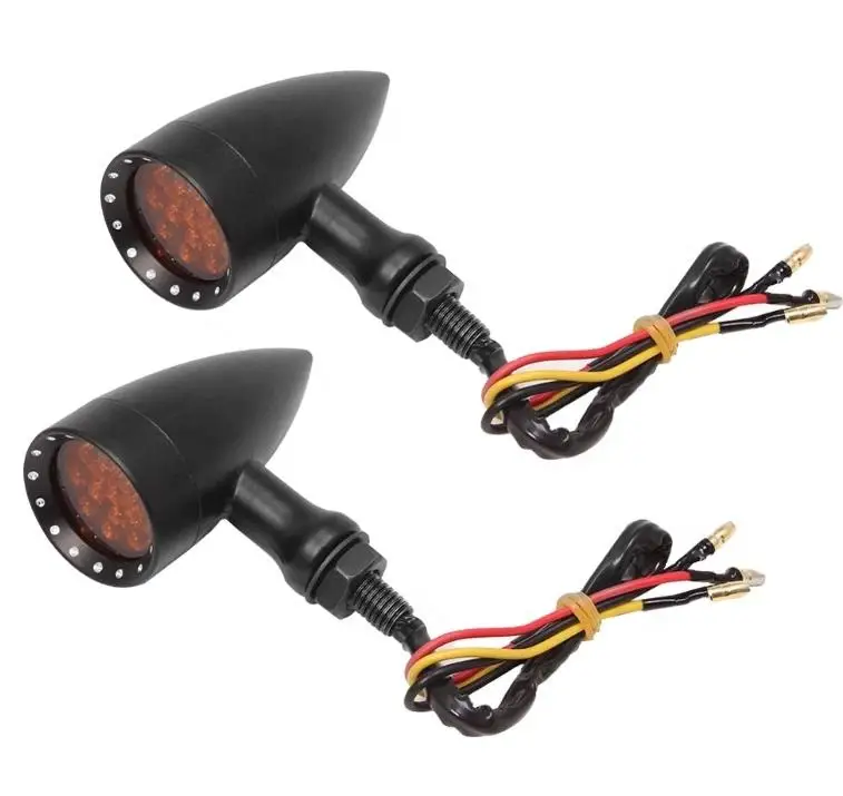 

Motorcycle aluminum alloy LED mesh cover exposed white bullet metal general turn signal command light