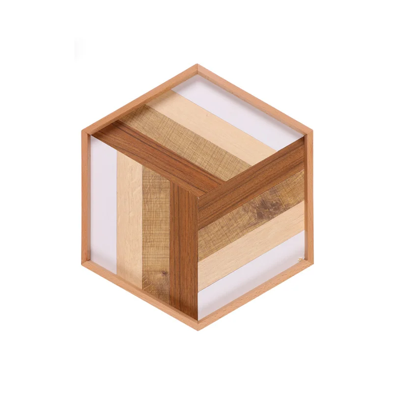 

Nordic style hexagonal wooden tray storage tray simple geometric tray baking shooting props wooden tray kitchen supplies