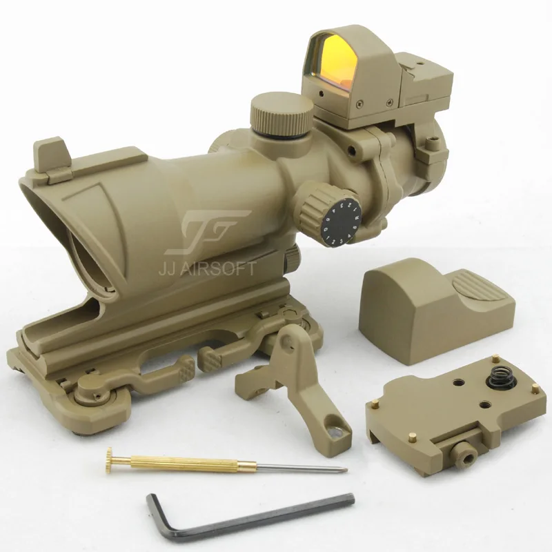 JJ страйкбол ACOG Стиль 4x32 область полное освещение w QD крепление и мини красный