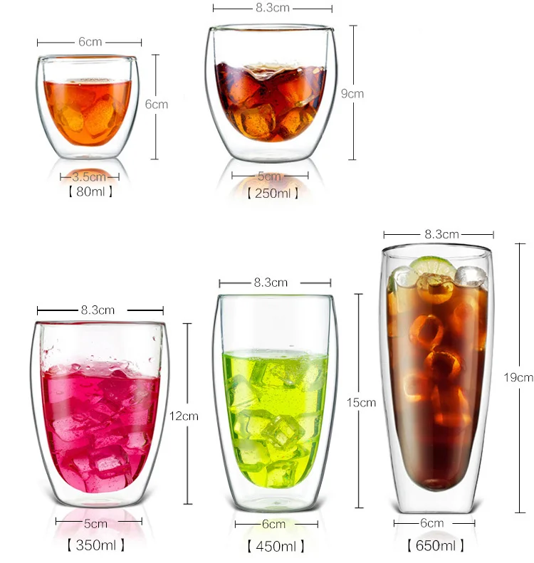 650 мл стакан в форме сердца с двойными стенками устойчивая к воздействию чая пива