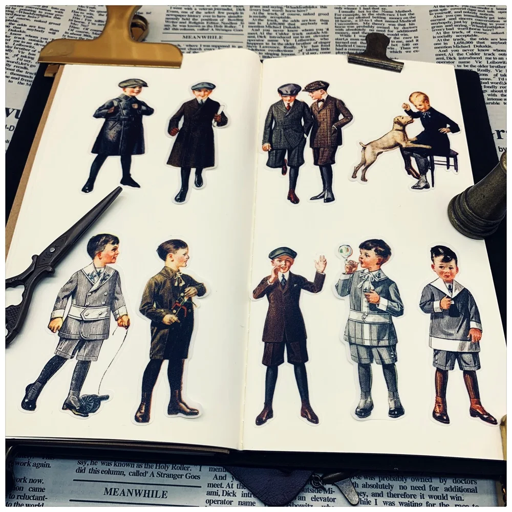 

Винтажные наклейки для мальчиков 20 шт./упаковка, сделай сам, скрапбукинг, альбом, журнал, счастливый планировщик, декоративные наклейки s