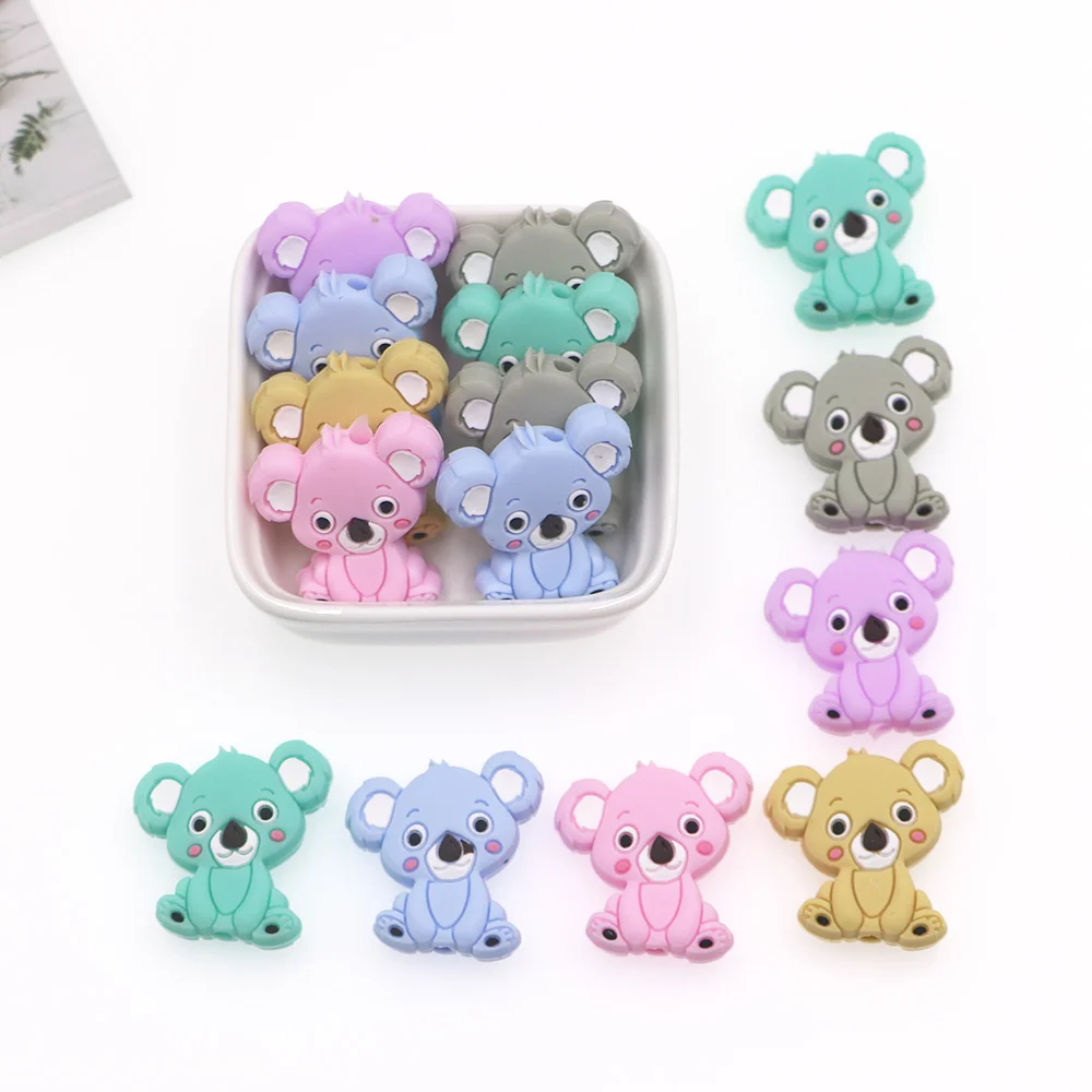 Kovict-Mini cuentas de silicona Koala para beb&eacute;, mordedor Molar para beb&eacute;, accesorios de cadena de chupete masticables, juguetes de lactancia, 30/50 piezas-1