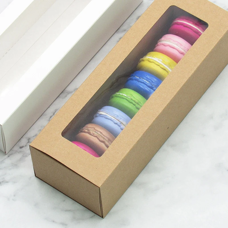 Макарон прозрачная оконная коробка крафт бумага ящик для выпечки печенья луна