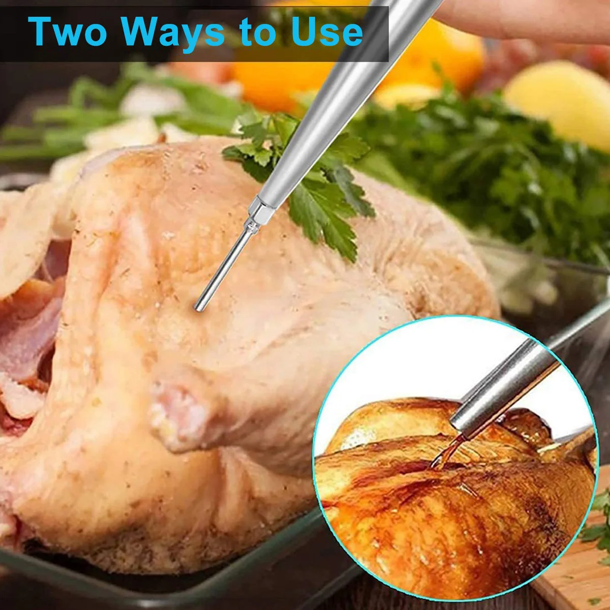 

Turkey Baster Stainless Steel Turkey Injector Kit Dishwasher Safe Cooking Seasoning Pump BBQ Gadget for Home Restaurant Kitchen