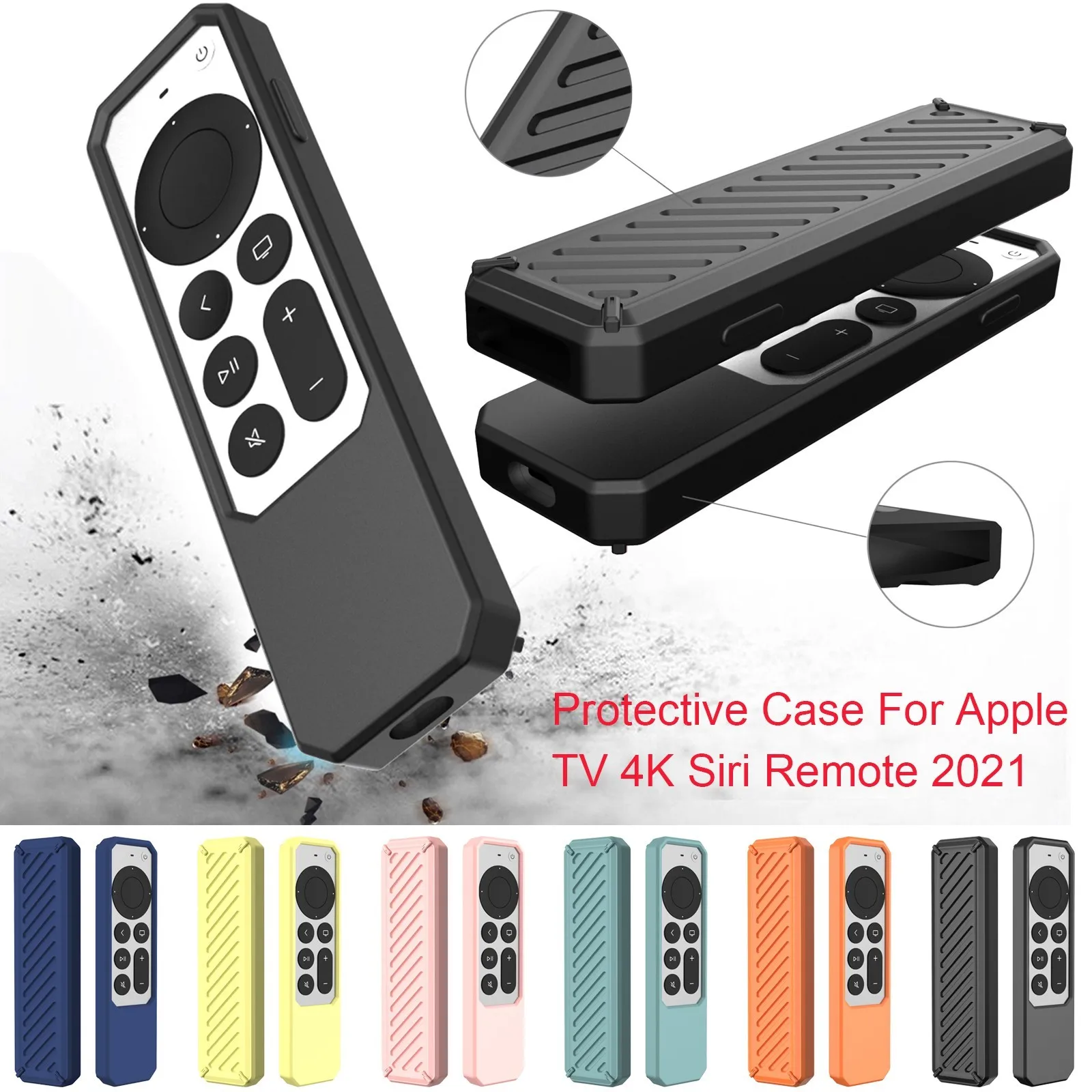 

Silicone Remote Protective Shell For Apple Tv 4k Siri Remote 2021 Anti-slip Shockproof Soft Case Cover Remote Protective Case