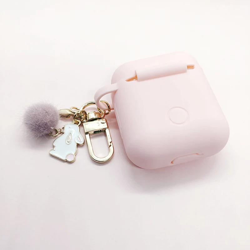 Luxury Diamond Carrot Hairball Rabbit Pendant For Apple Airpods Silicone Bluetooth Earphone Charger Box Protect Cover Key Ring |