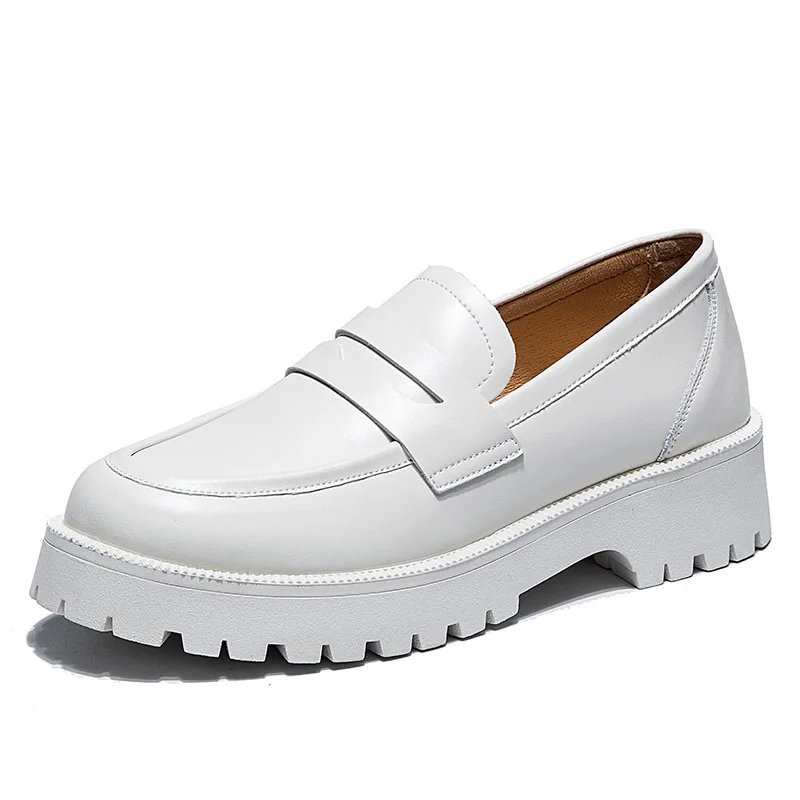 

comemore 2021 New Spring Thick-soled College Style Casual Genuine Leather Fashion Female British Style Shoes Girls Loafers Shoes