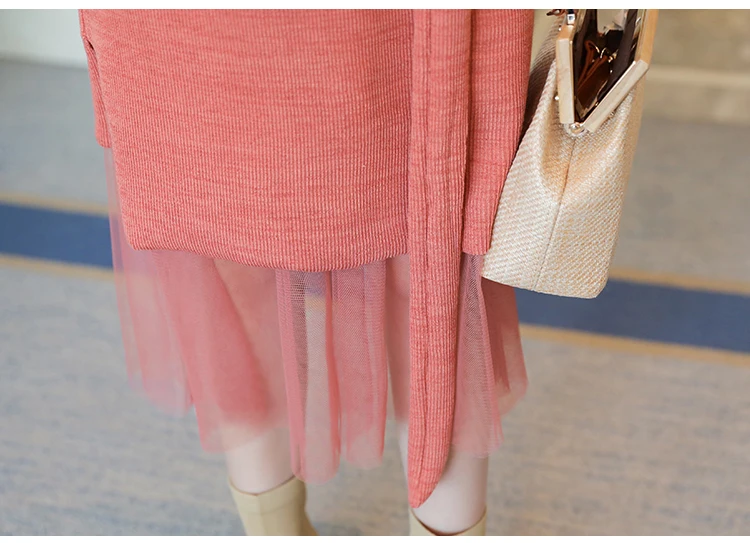 Платья для беременных Осеннее свободное платье из 2 предметов сетчатая юбка +