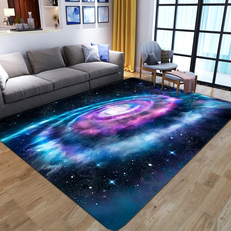 

3D Galaxy Space Stars Carpets for Living Room Bedroom Decoration Area Carpet Kid Game Area Rug Soft Flannel Children playing Mat