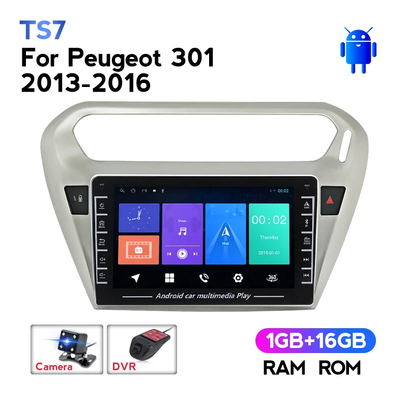

Автомобильный мультимедийный DVD-плеер на Android IPS для Peugeot 301, Citroen Elysee radio 2013, 2014, 2015, 2016, Gps-навигация, 1280*720 FM
