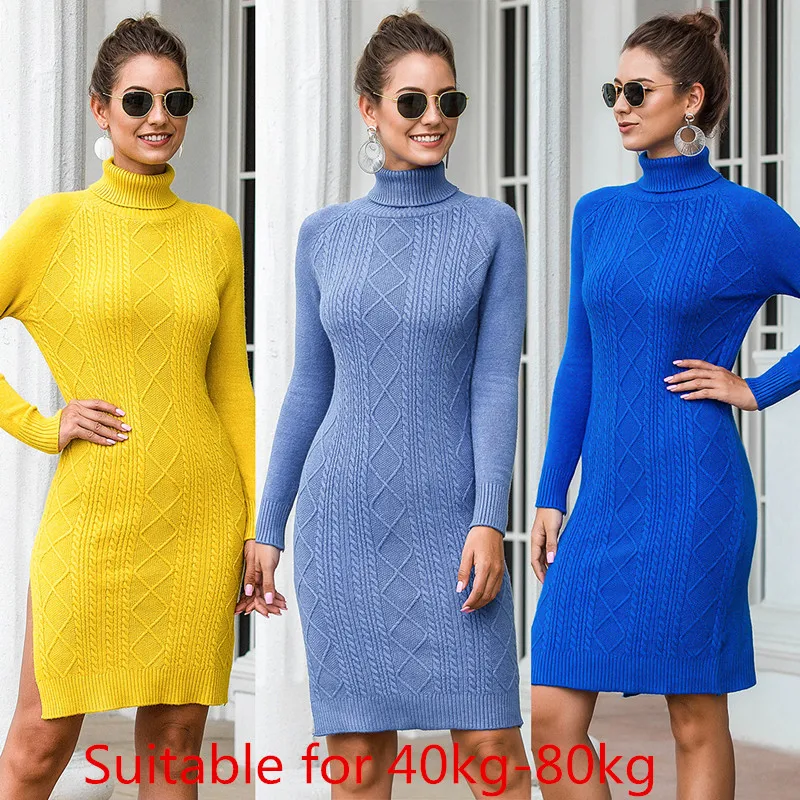 Kpop Зимний вязаный свитер 2019 новый пуловер с высоким воротником Модное Длинное