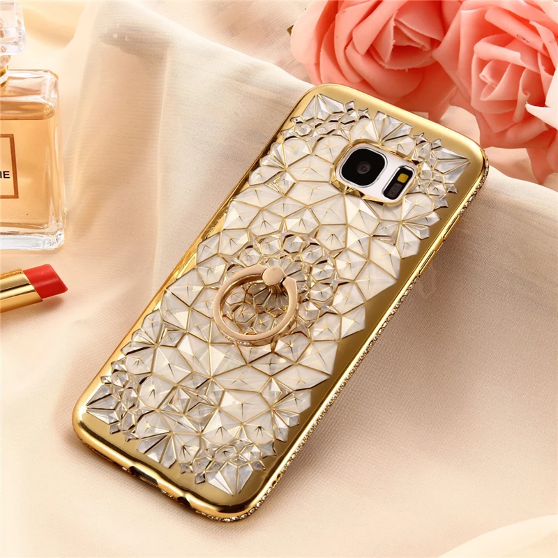 Роскошный 3D чехол для телефона с бриллиантовым кольцом Samsung Galaxy Note 10 9 8 S7 Edge S20 Ultra