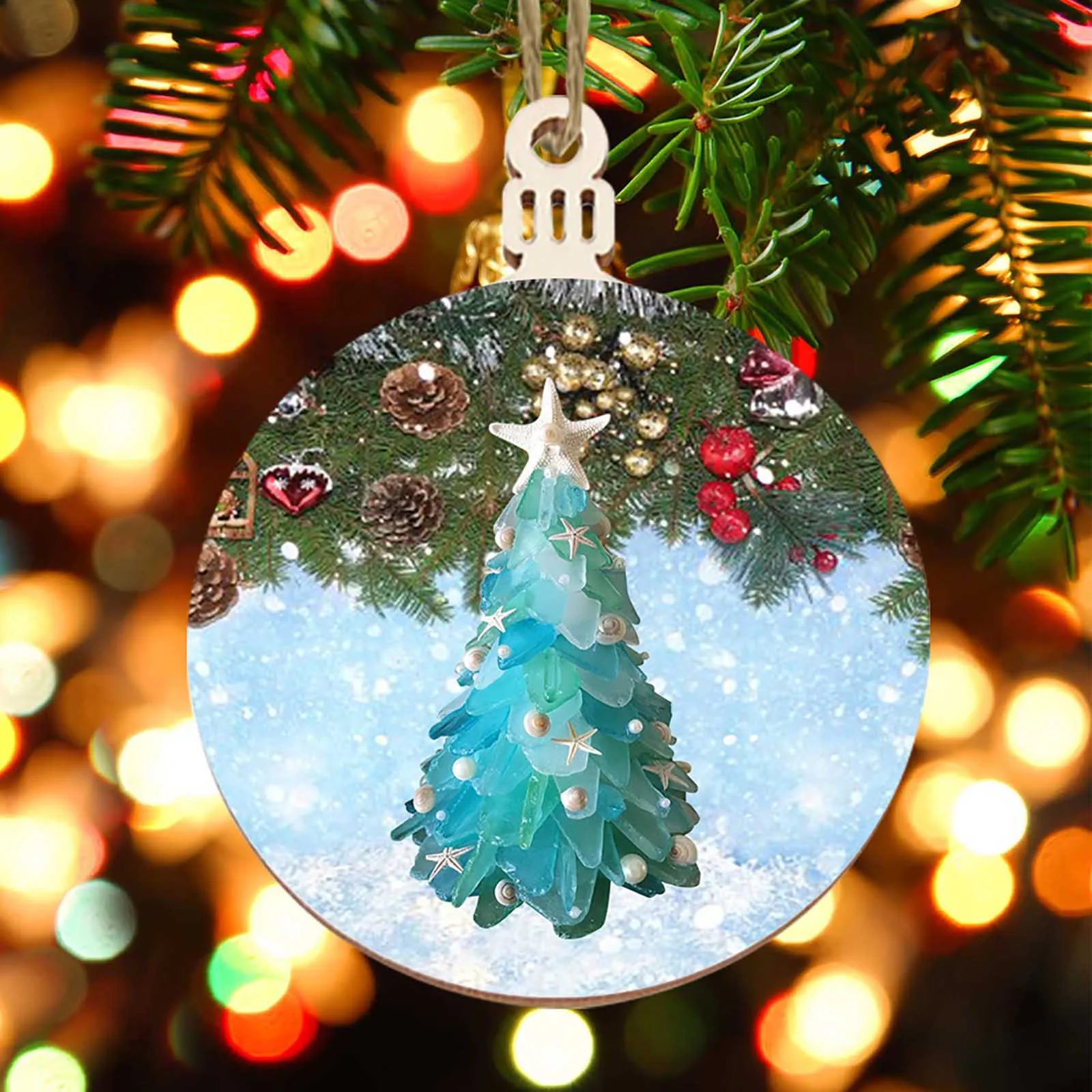 Забавная синяя шляпа с узором Санта Клауса акриловая подвеска украшения для