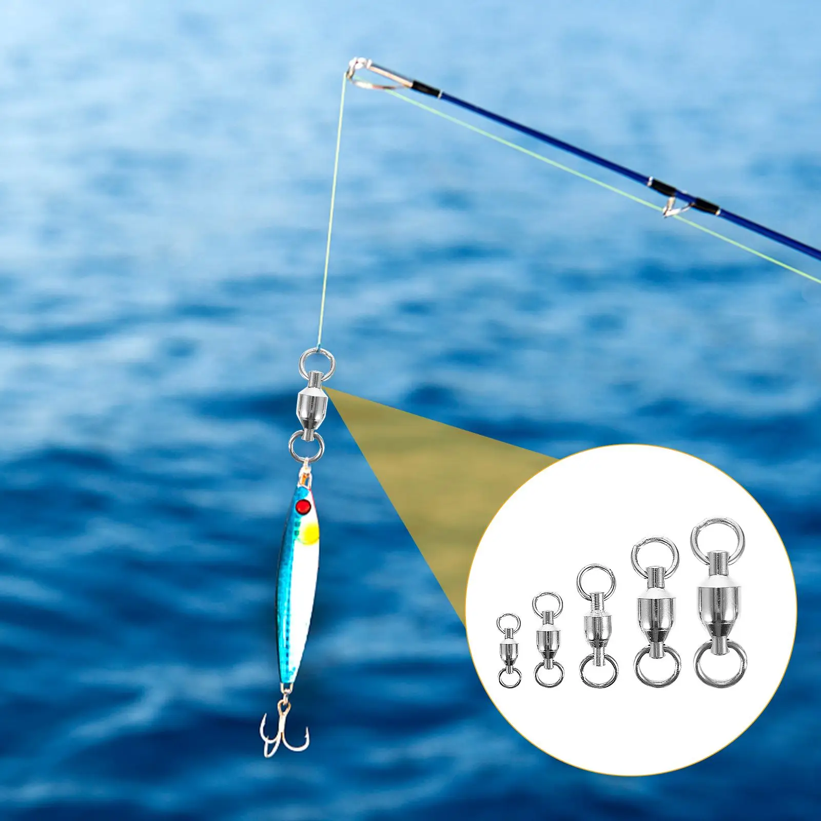

10pcs Ball Bearing Swivel Fishing Connector Fishing Rolling Swivel for Gift Home
