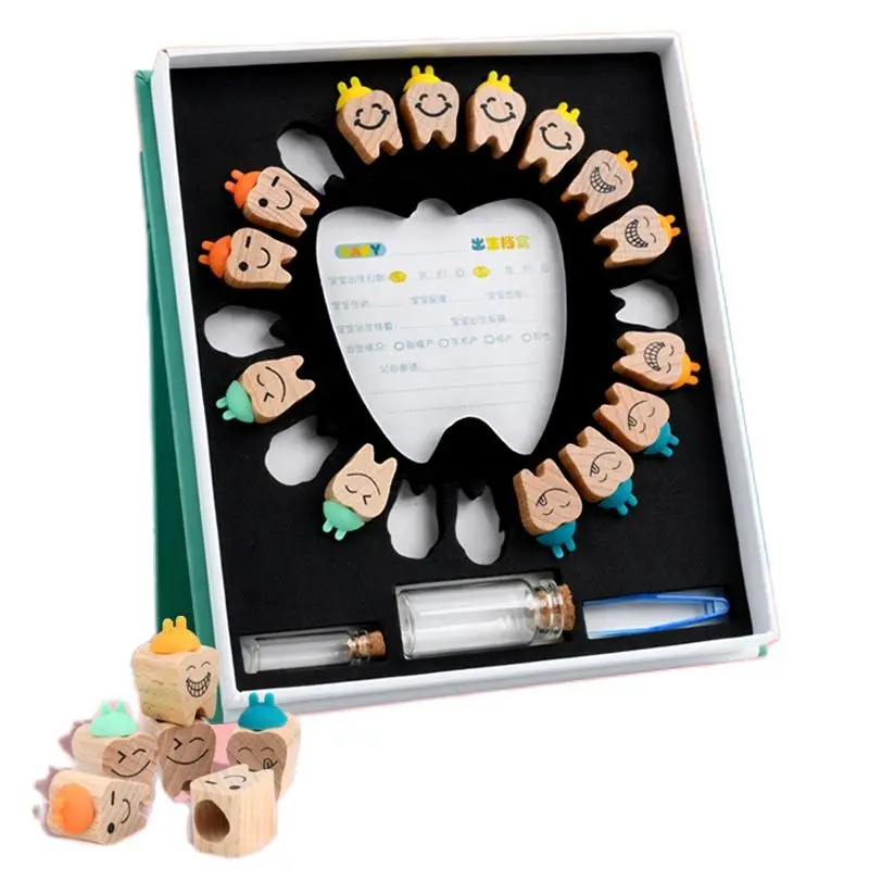 Caja de madera para dientes de beb&eacute;, organizador de almacenamiento para dientes de leche, estuche de recuerdo para ni&ntilde;o y ni&ntilde;a, regalos bonitos para ni&ntilde;os, recuerdo-0