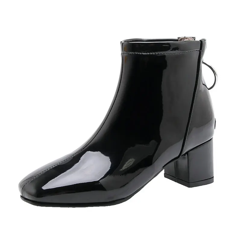 Женские ботильоны из лакированной кожи черные розовые красные или белые ботинки