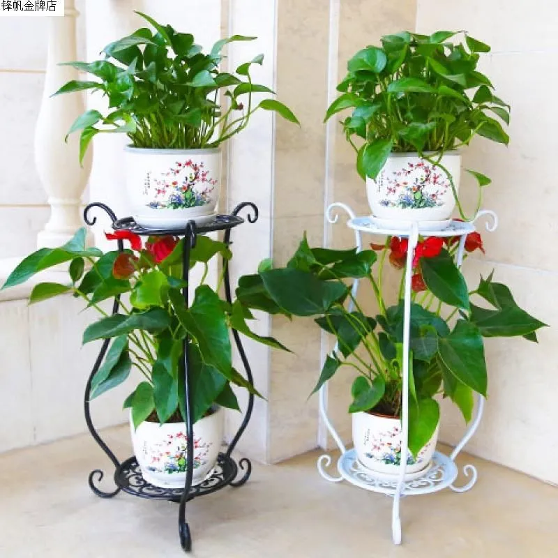 

rought iron multi-layer balcony flower stand simple indoor living room flower shelf floor-standing green flower pot shelf