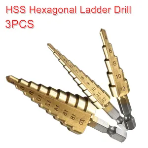Сверла ступенчатые из быстрорежущей стали, 3 шт., 3-12 мм, 4-12 мм, 4-20 мм