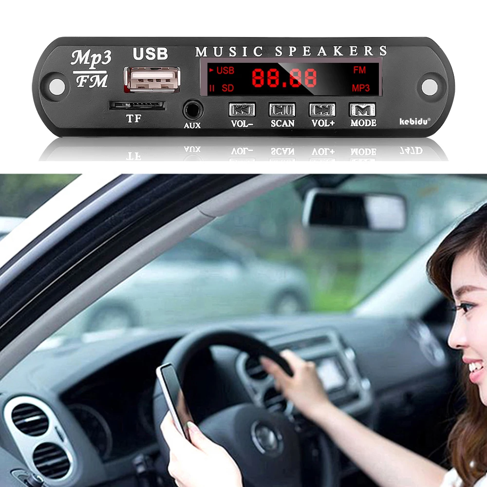 MP3 декодер kebidu 6 в 9 12 В плата Удаленный модуль AUX 3 5 мм TF FM радио аудио mp3 плеер USB для