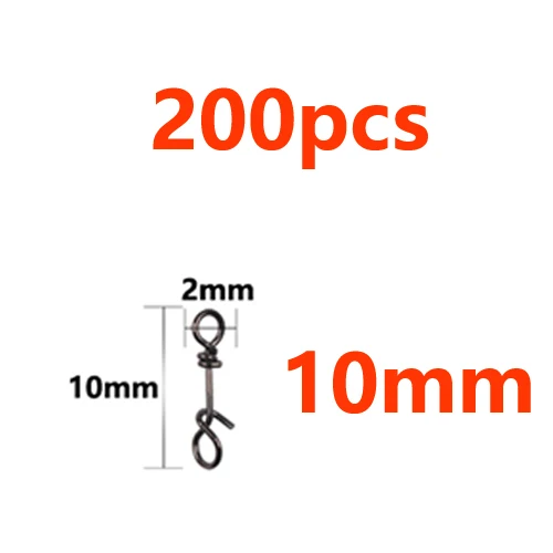 200pcs 10mm 200 шт., нержавеющая сталь, супер сильные зажимы для рыбалки в соленой воде, зажимы для быстрой приманки, аксессуары для крючков - Цвет: 200pcs 10mm