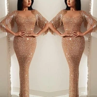 2020 gold sequins prom dresses mermaid tassel sweetheart sparkly formal evening gown pagenat dresses custom made plus size