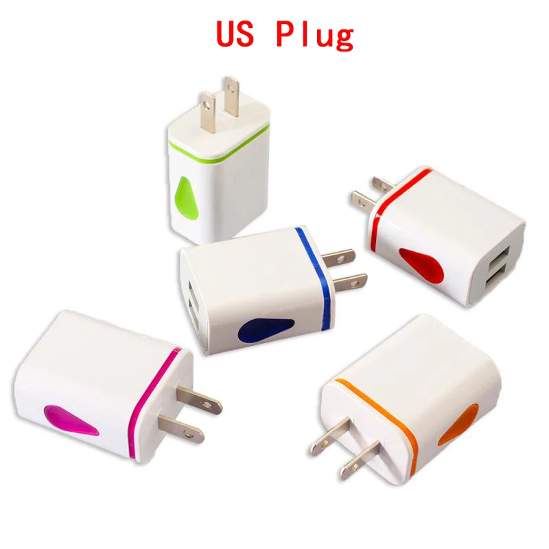US Plug 2USB зарядное устройство 2.1A мобильный телефон планшет путешествия компактный портативный быстрая зарядка Зарядка голова США ЕС штекер водонепроницаемый светодиодный зарядное устройство - Тип штекера: US Plug