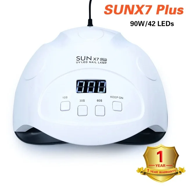 90W White 90 Вт SUNX7 плюс двойной светильник Светодиодный УФ лампа Сушилка для ногтей для гель-лака ЖК-дисплей с таймером установка умный ИК-датчик - Цвет: 90W White