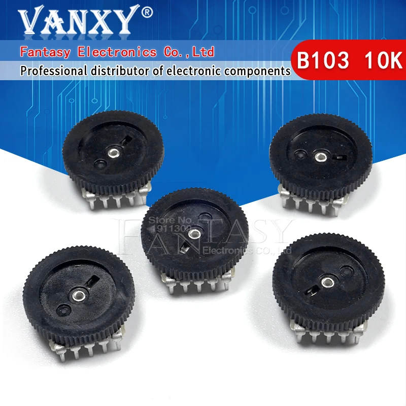 Потенциометр B103 10K 5Pin 16*2 мм 5 шт. | Электронные компоненты и принадлежности