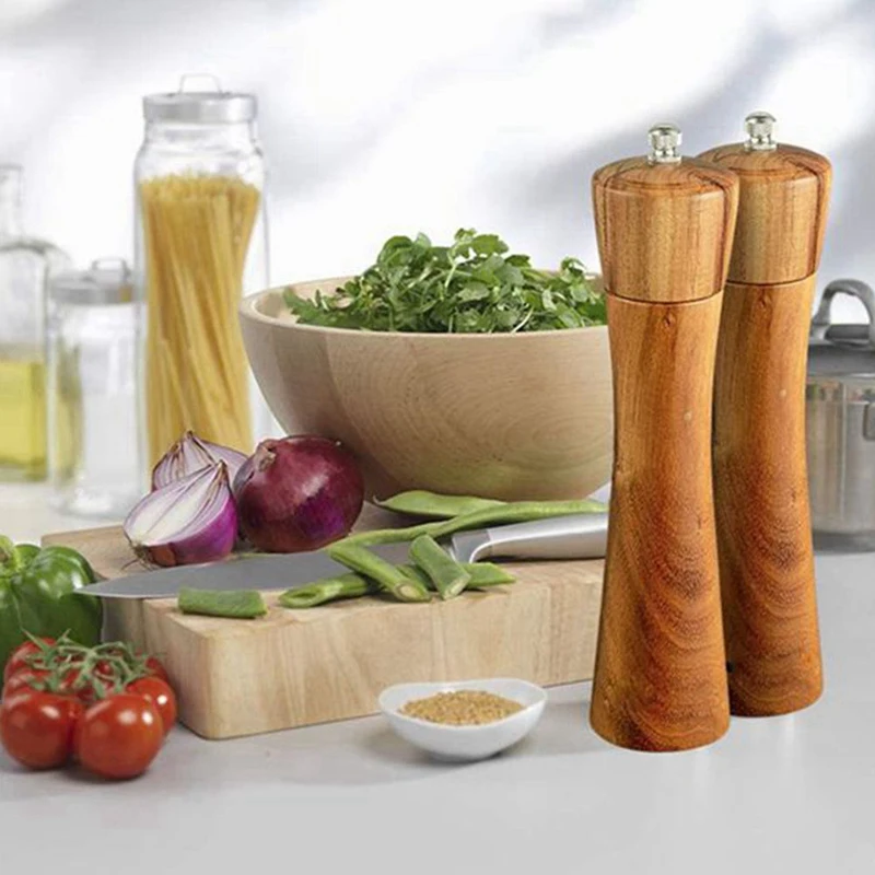 

Wooden Salt and Pepper Grinder, Adjustable Manual Salt Grinder, Pepper Grinder for Picnic, Restaurant, Dinner, Barbecue